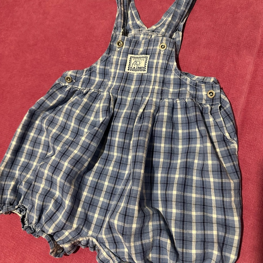 Vintage Sprockets Blue Plaid Overalls